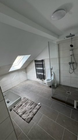 Gemeinschaftsbad im Obergeschoss mit Dusche, WC und Waschtisch